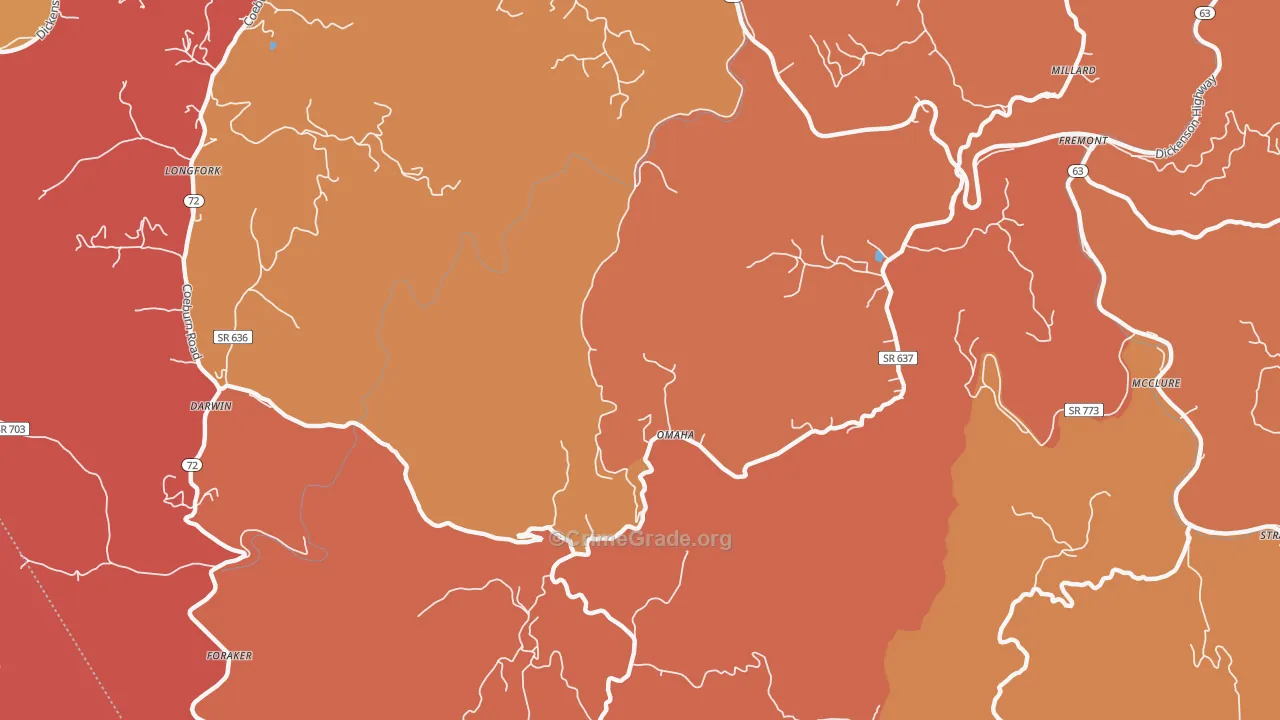 Omaha, VA Map of Burglary Rates