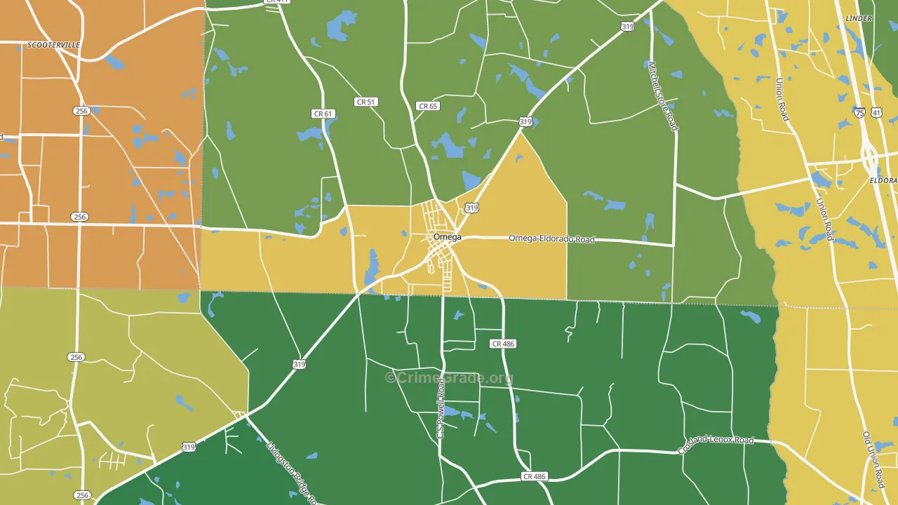 Omega, GA Map of Burglary Rates