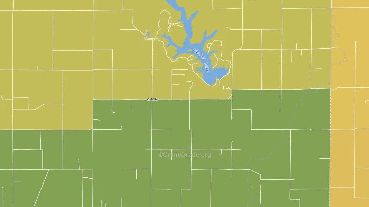 Omega, IL Map of Burglary Rates