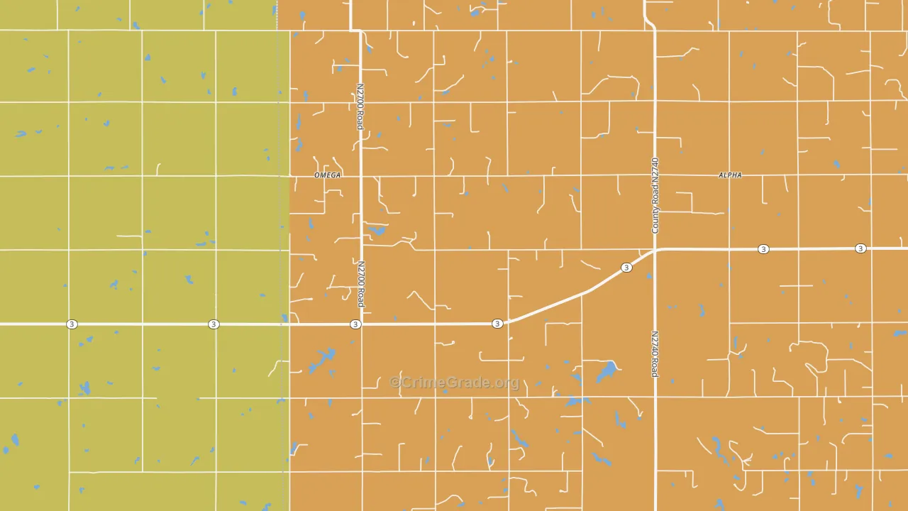 Omega, OK Map of Burglary Rates
