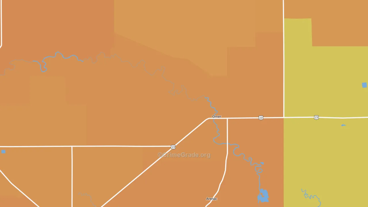 Omer, MI Map of Burglary Rates