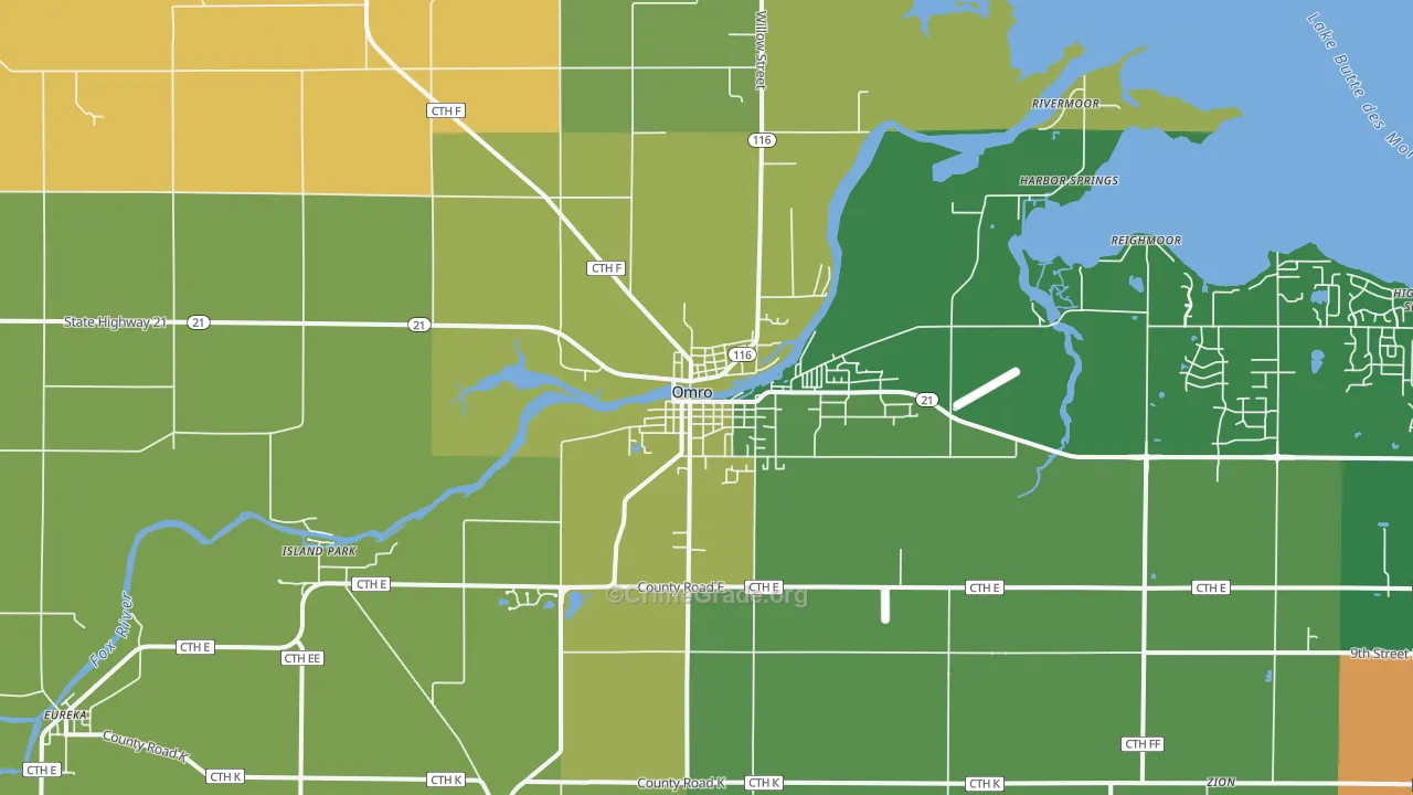 Omro, WI Map of Burglary Rates