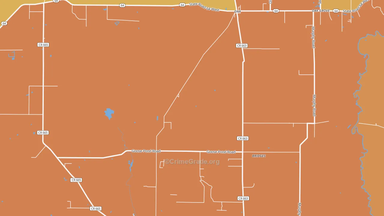 Ona, FL Map of Burglary Rates