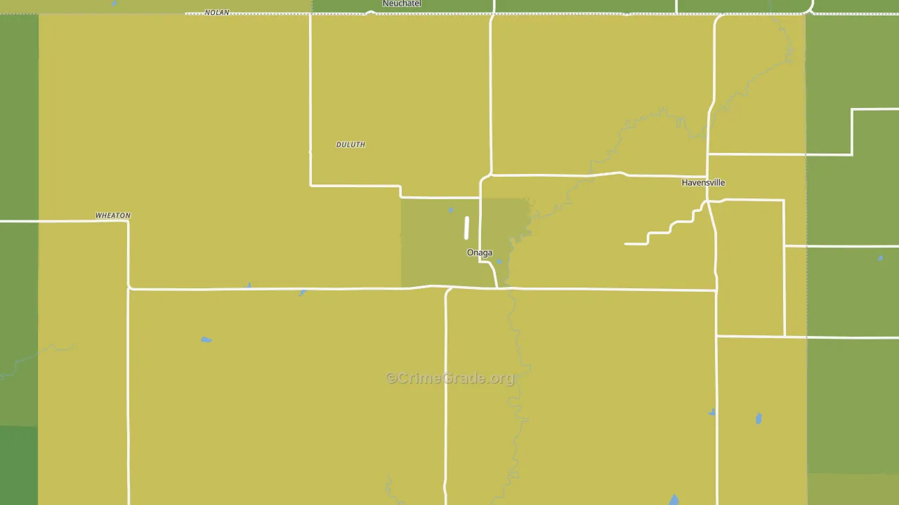 Onaga, KS Map of Burglary Rates