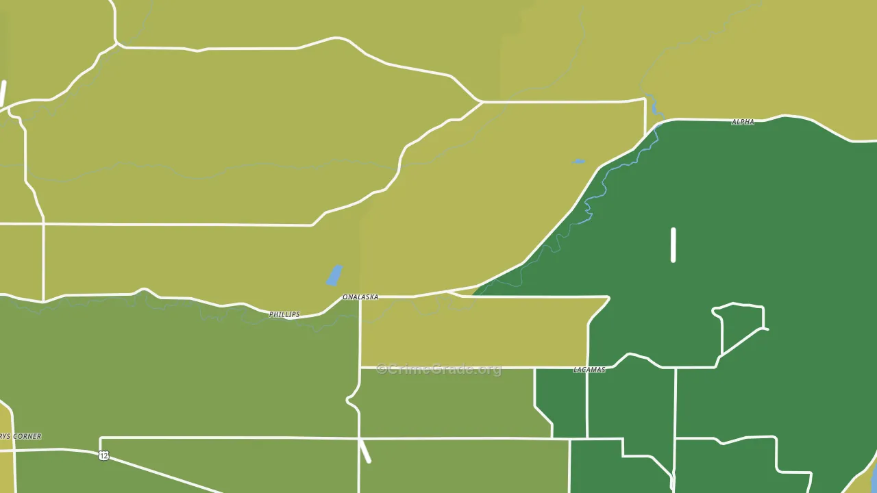Onalaska, WA Map of Burglary Rates