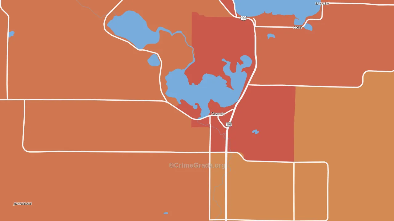 Onamia, MN Map of Burglary Rates