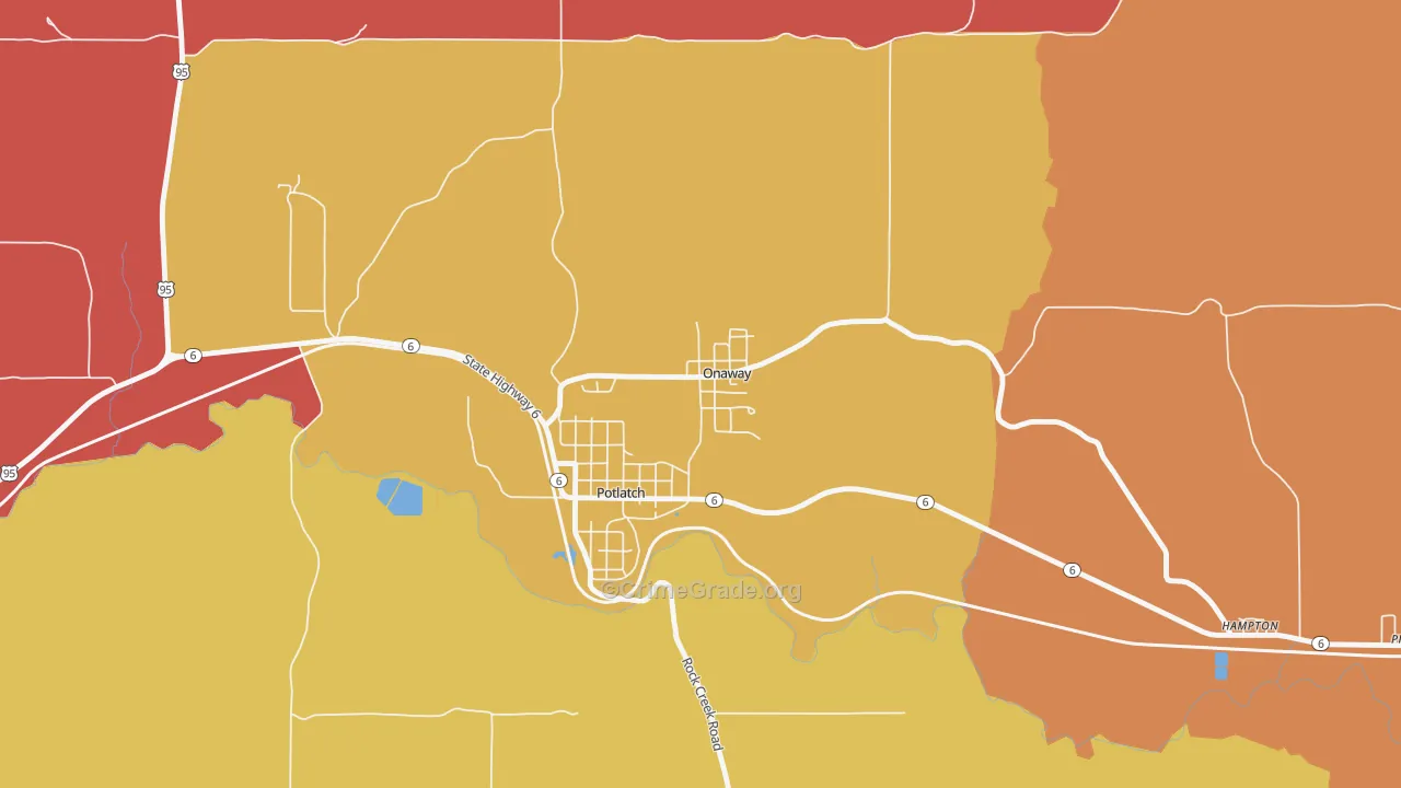 Onaway, ID Map of Burglary Rates