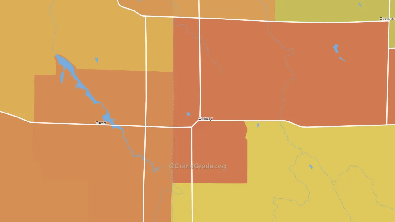 Onaway, MI Map of Burglary Rates