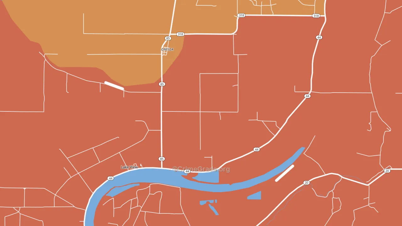 Oneida, AR Map of Burglary Rates
