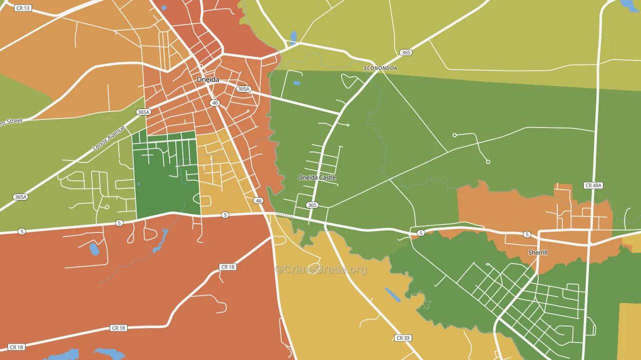 Oneida Castle, NY Map of Burglary Rates