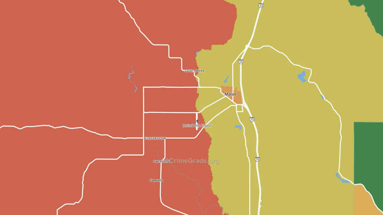 Oneida County, ID Map of Burglary Rates