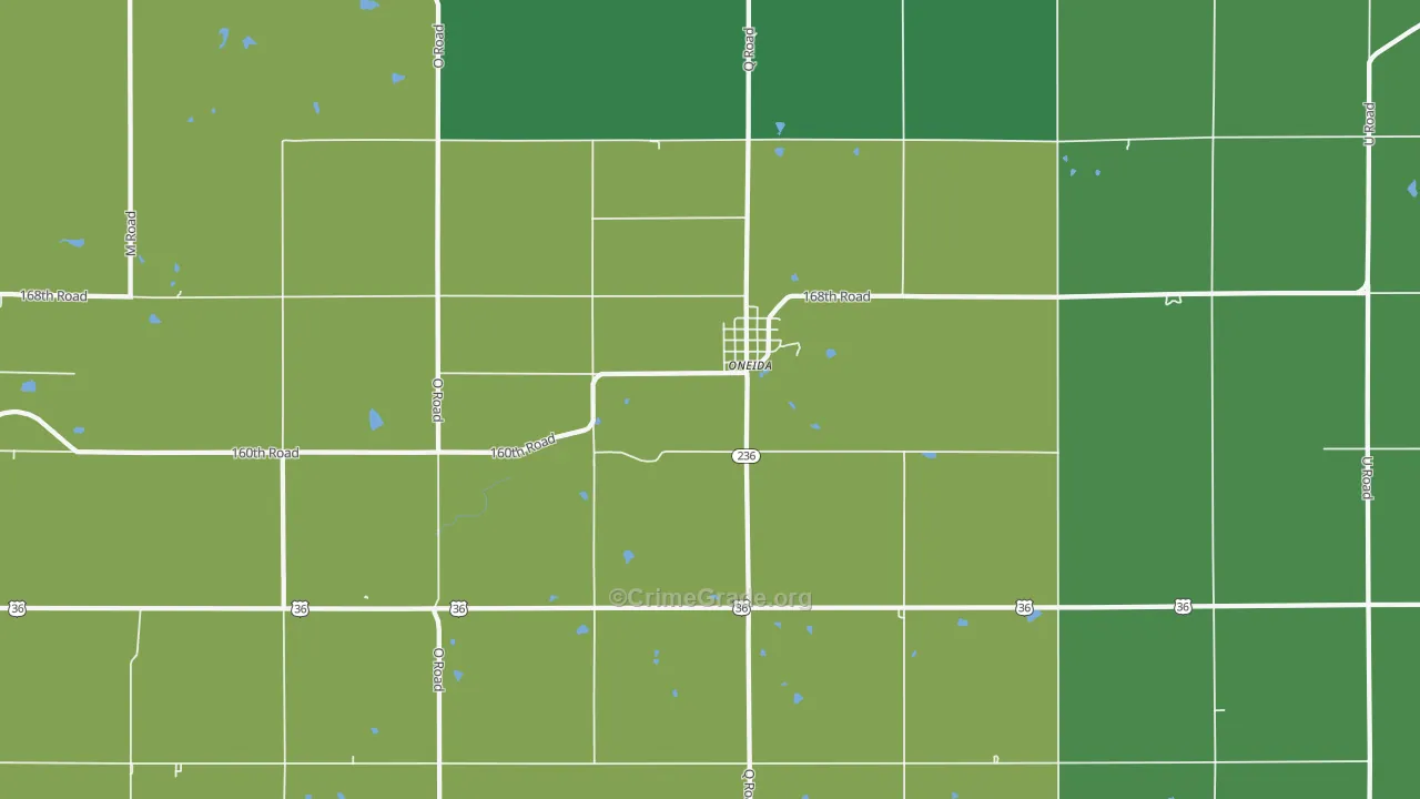 Oneida, KS Map of Burglary Rates