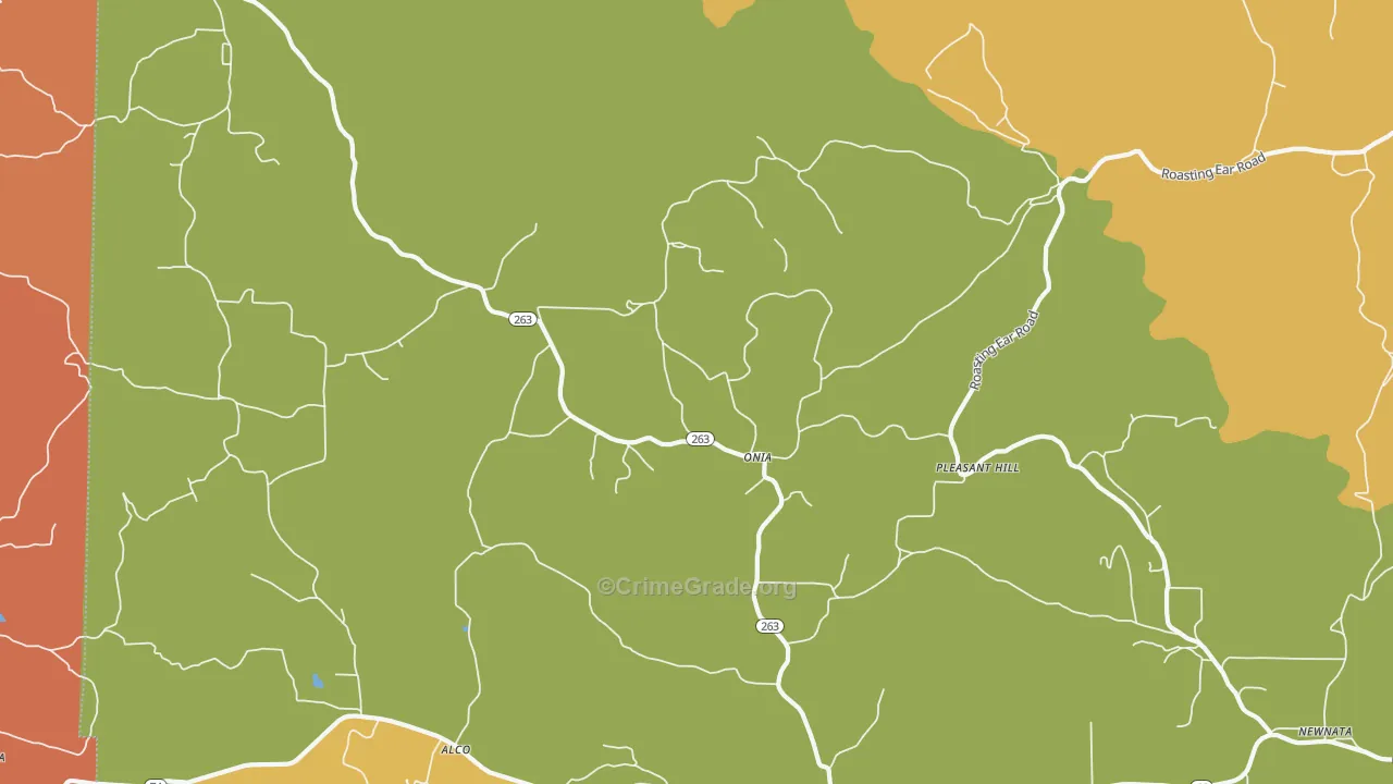 Onia, AR Map of Burglary Rates