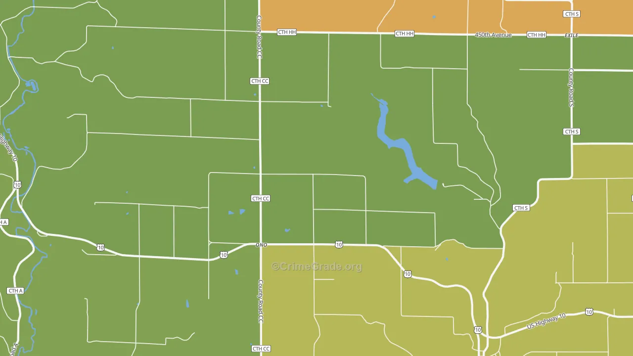 Ono, WI Map of Burglary Rates