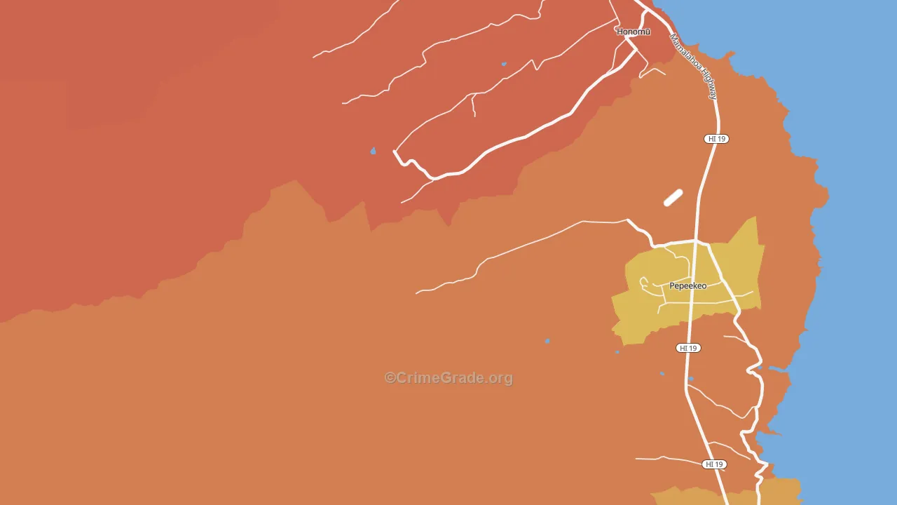 Onomea, HI Map of Burglary Rates