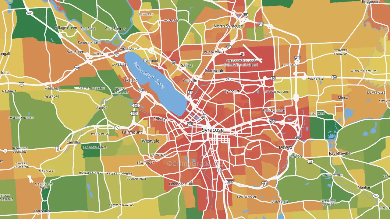 Onondaga County, NY Map of Burglary Rates
