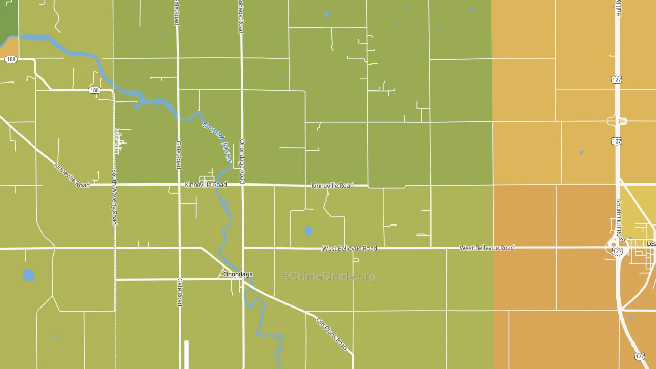 Onondaga, MI Map of Burglary Rates