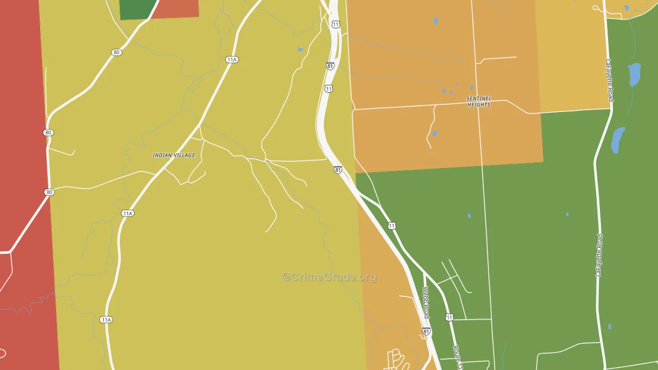 Onondaga, NY Map of Burglary Rates