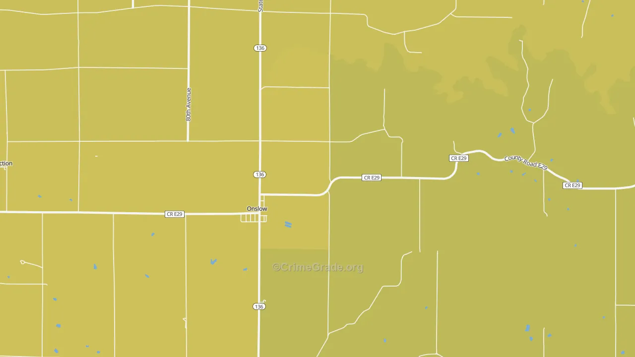 Onslow, IA Map of Burglary Rates