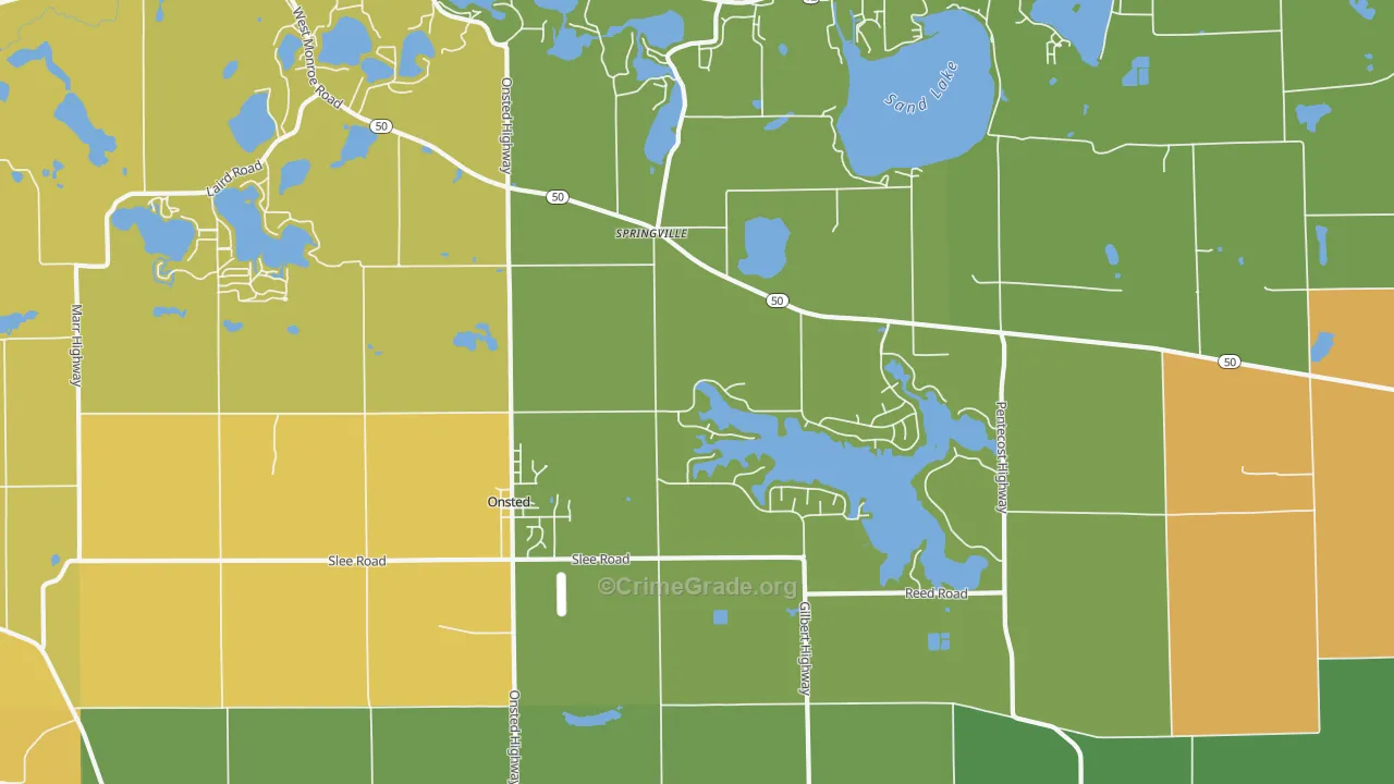 Onsted, MI Map of Burglary Rates
