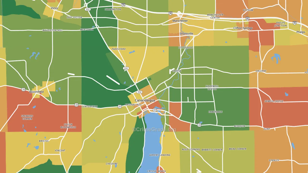 Ontario County, NY Map of Burglary Rates