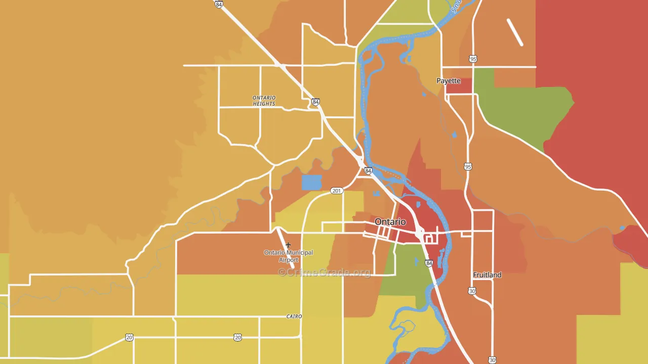Ontario, OR Map of Burglary Rates