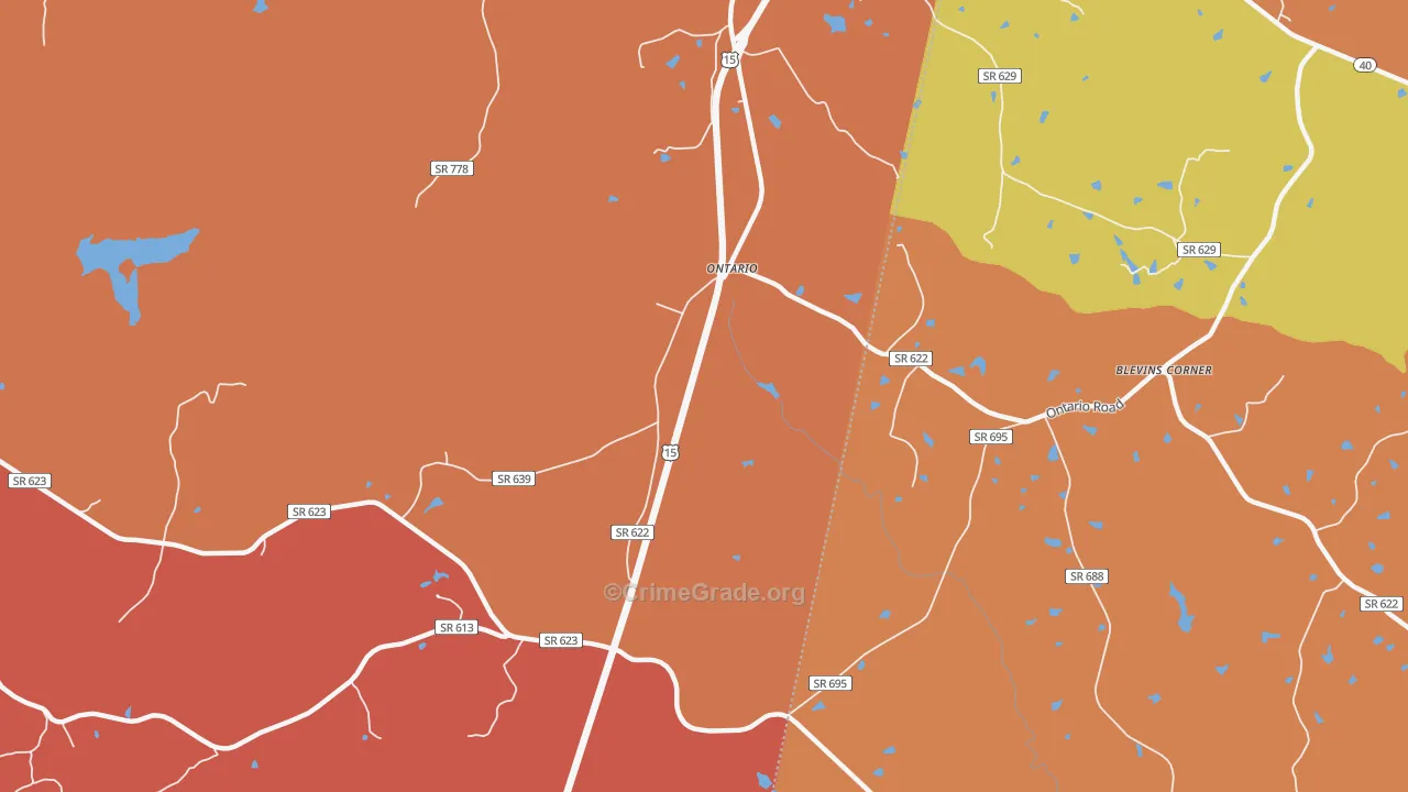 Ontario, VA Map of Burglary Rates