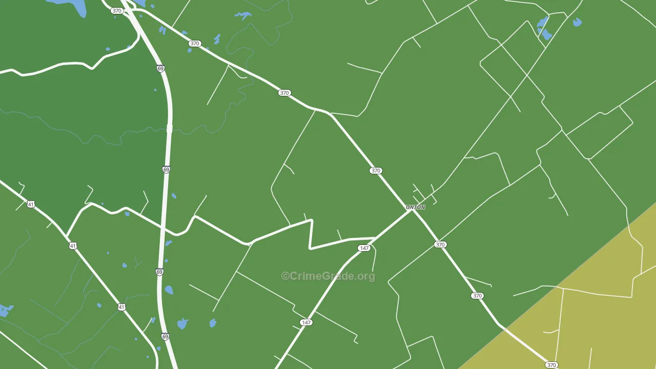 Onton, KY Map of Burglary Rates