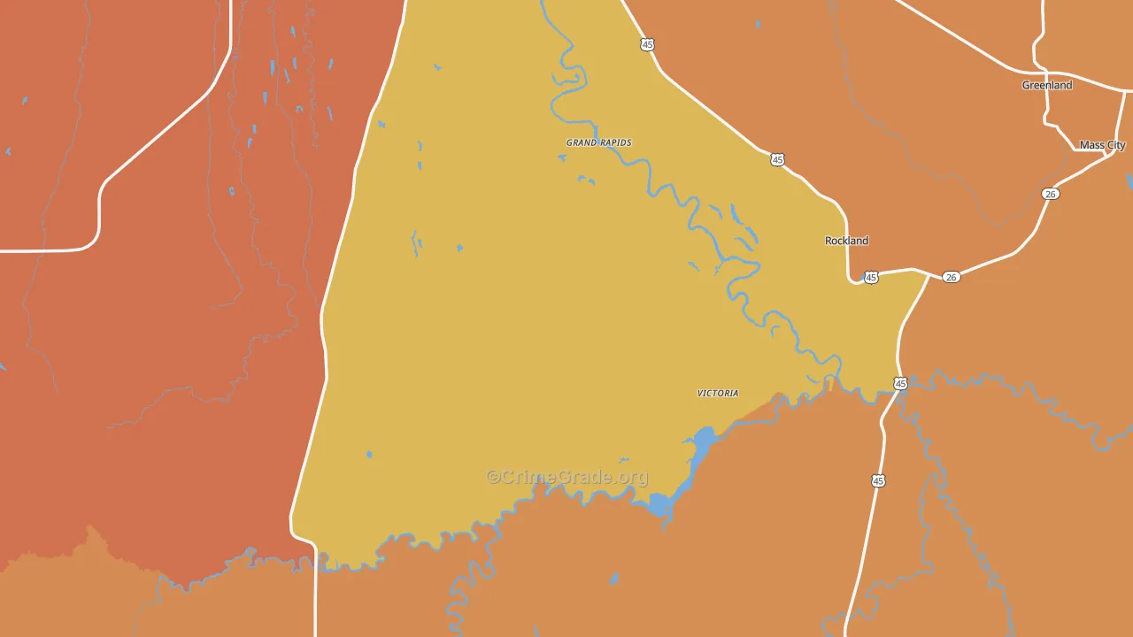 Ontonagon County, MI Map of Burglary Rates