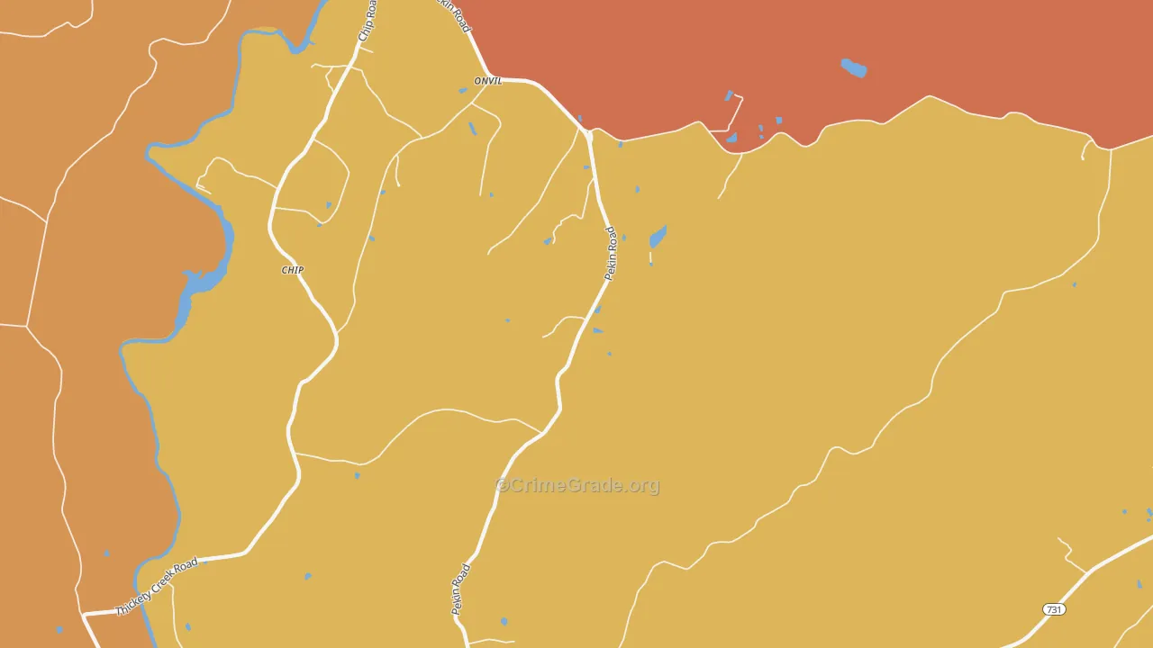 Onvil, NC Map of Burglary Rates