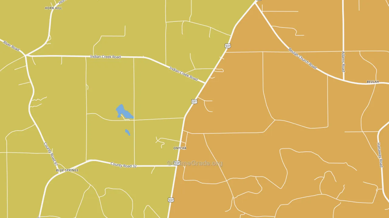 Onycha, AL Map of Burglary Rates