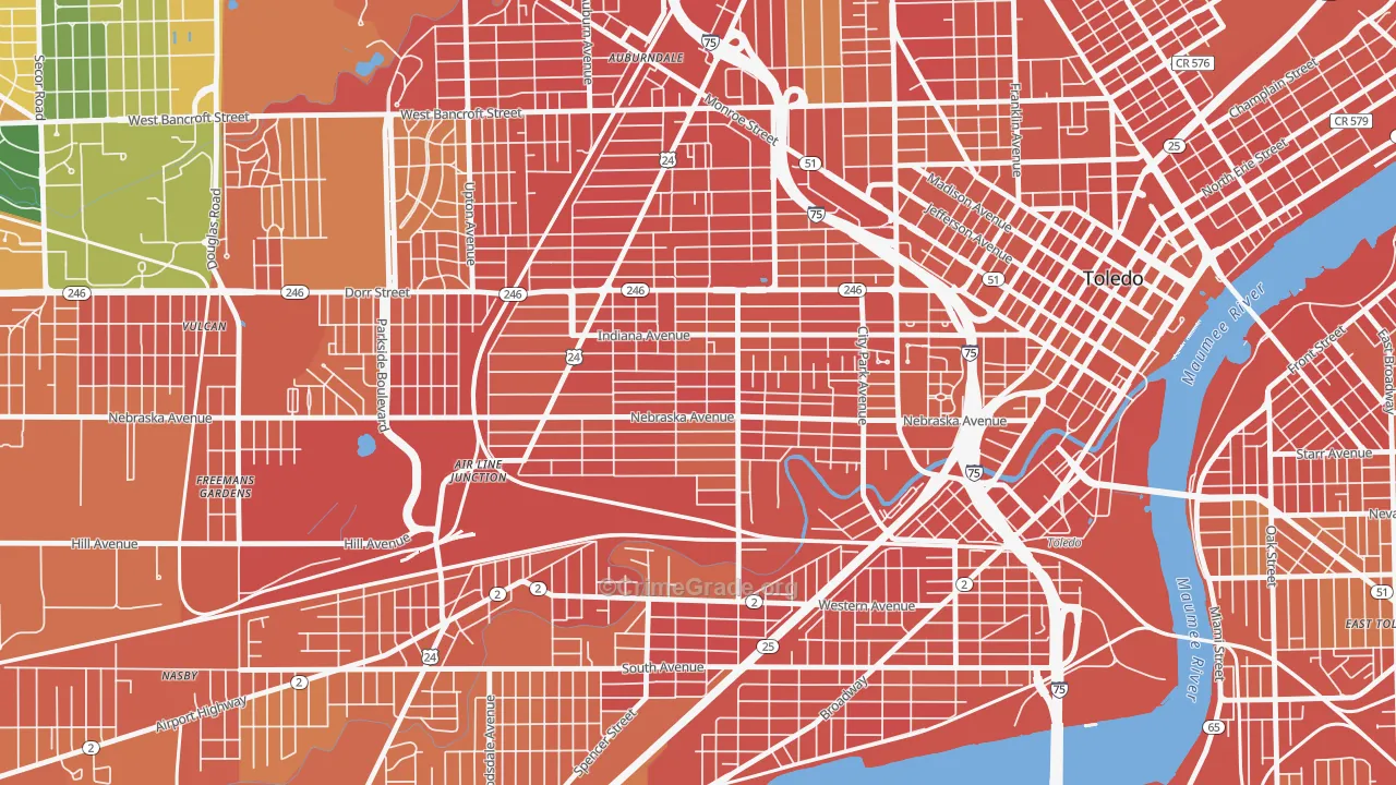 Onyx, Toledo, OH Map of Burglary Rates