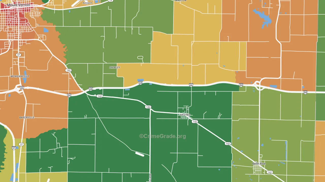 Opdyke, IL Map of Burglary Rates