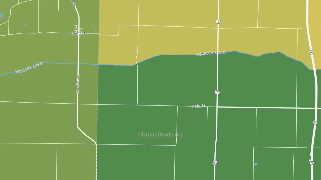 Opheim, IL Map of Burglary Rates