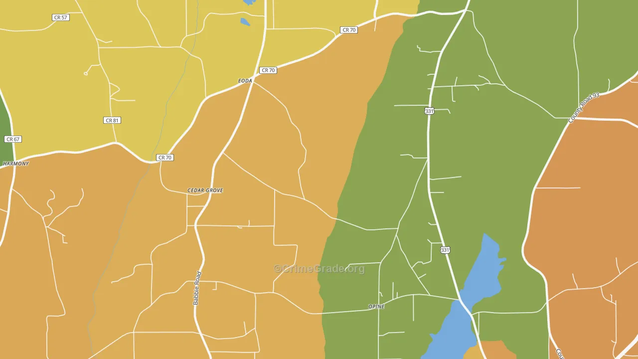 Opine, AL Map of Burglary Rates