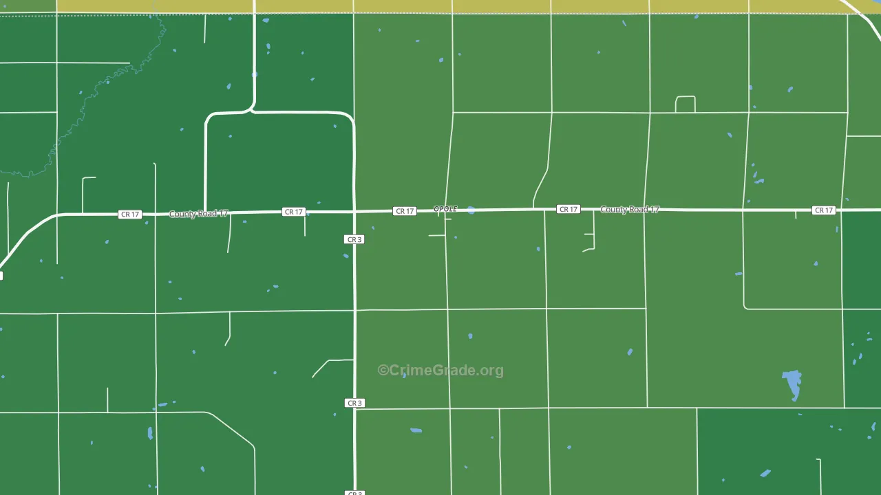 Opole, MN Map of Burglary Rates