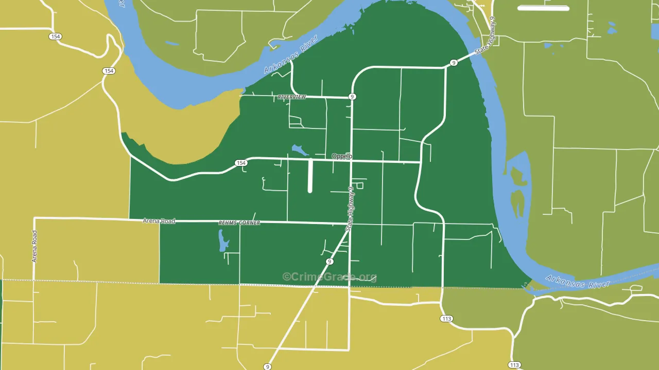 Oppelo, AR Map of Burglary Rates