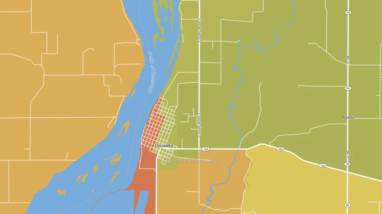 Oquawka, IL Map of Burglary Rates