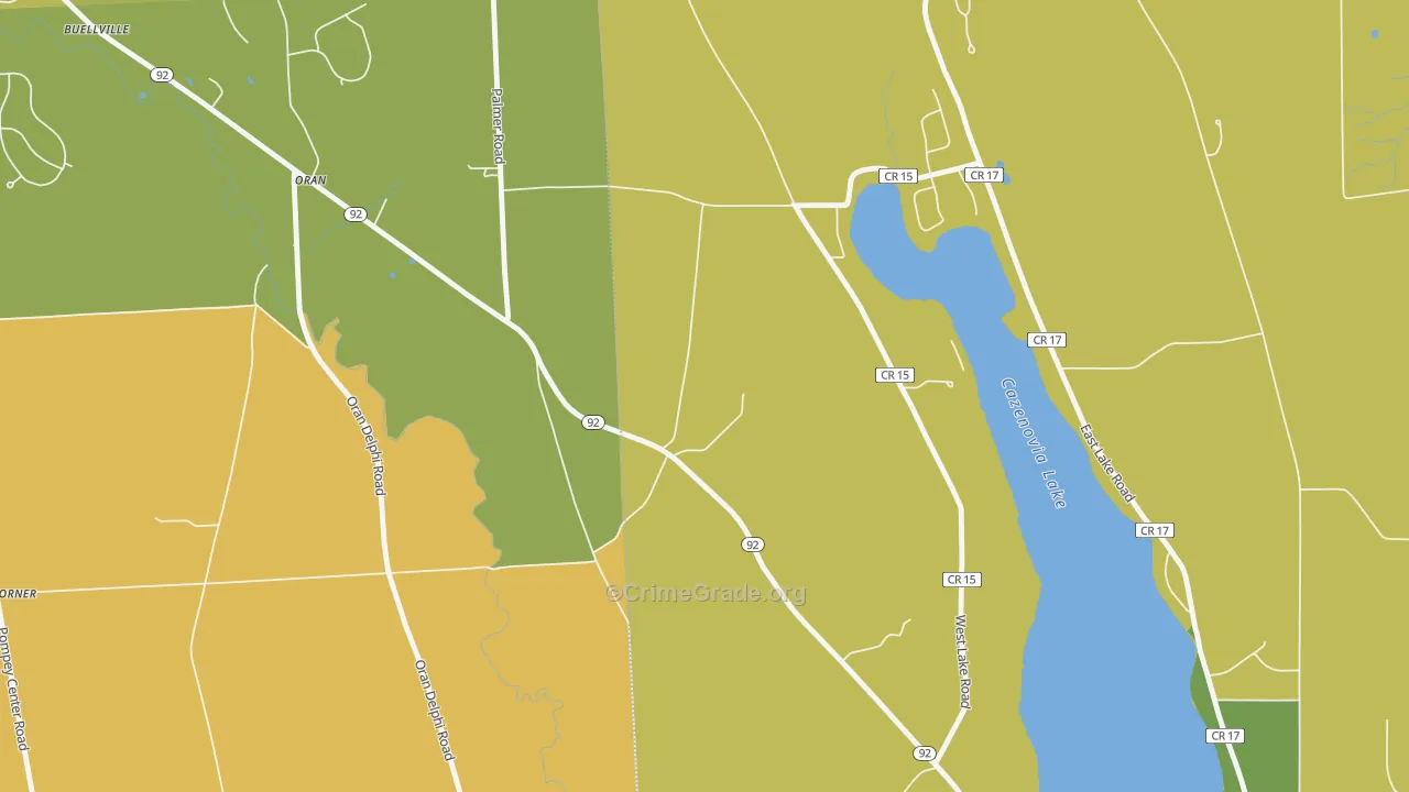Oran, NY Map of Burglary Rates