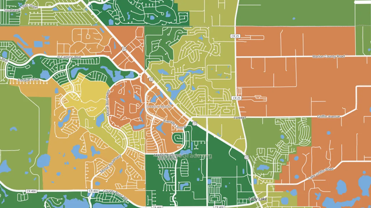 Orange Blossom Gardens, Lady Lake, FL Map of Burglary Rates