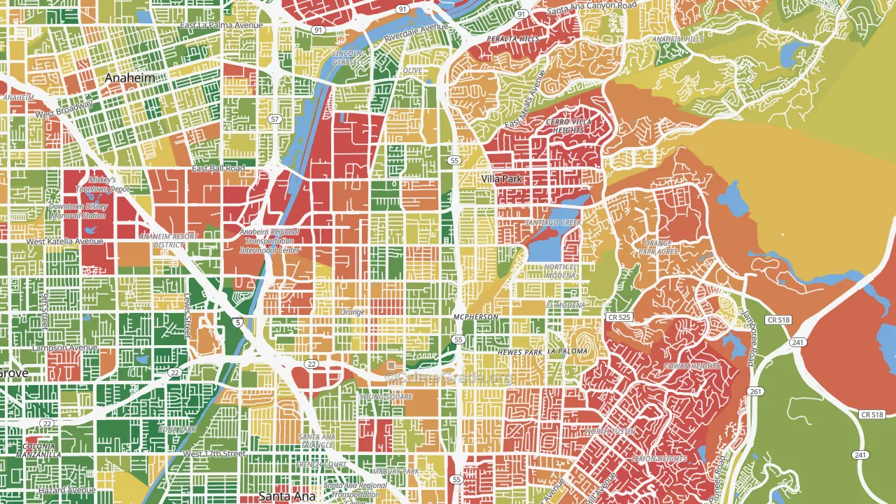 Orange, CA Map of Burglary Rates