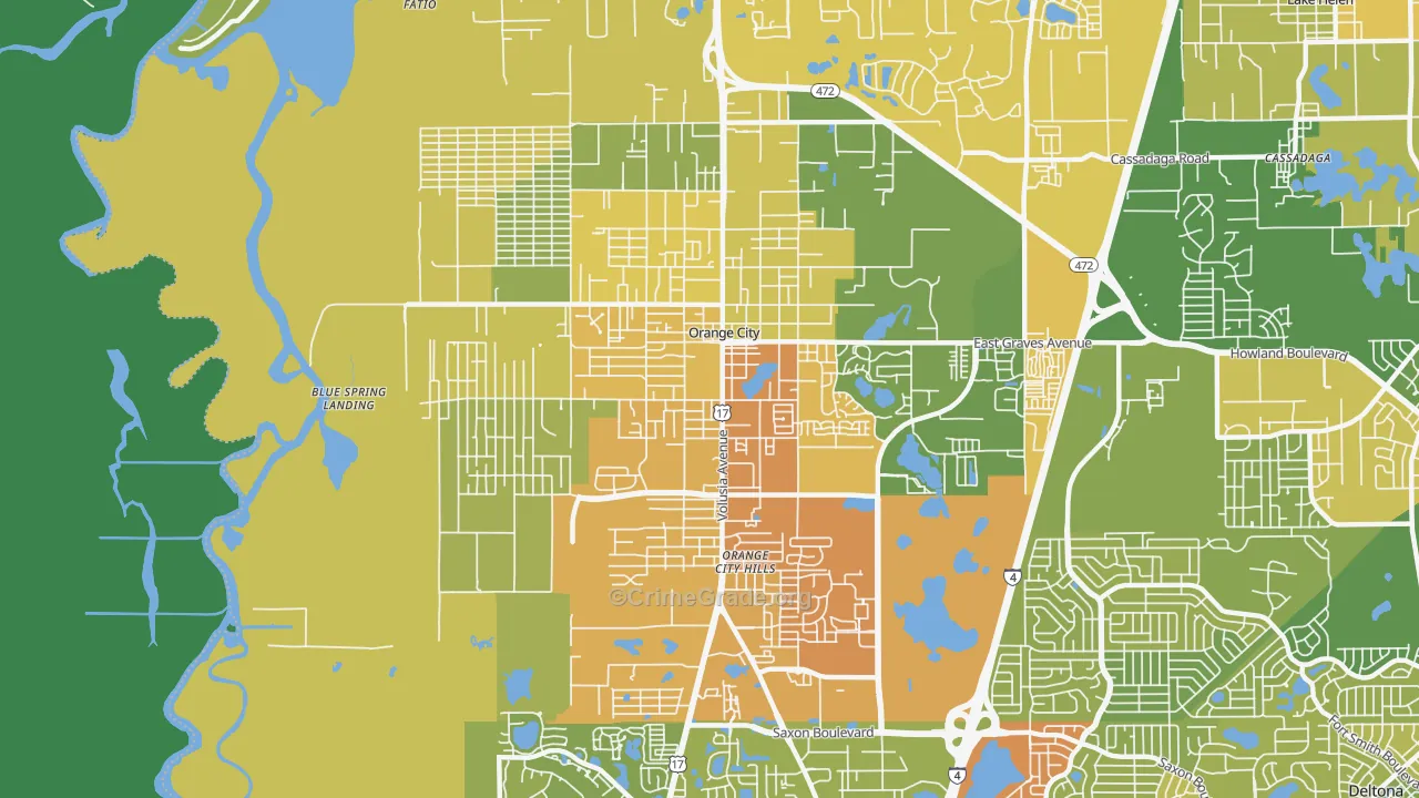 Orange City, FL Map of Burglary Rates