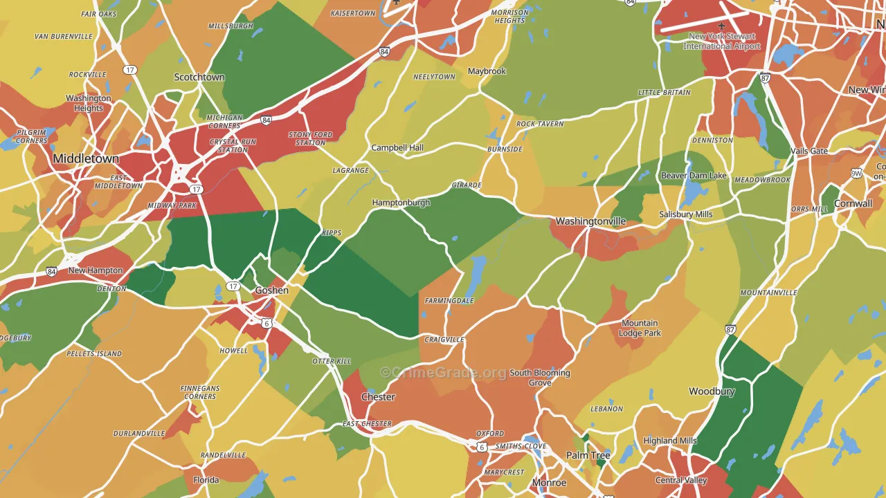 Orange County, NY Map of Burglary Rates