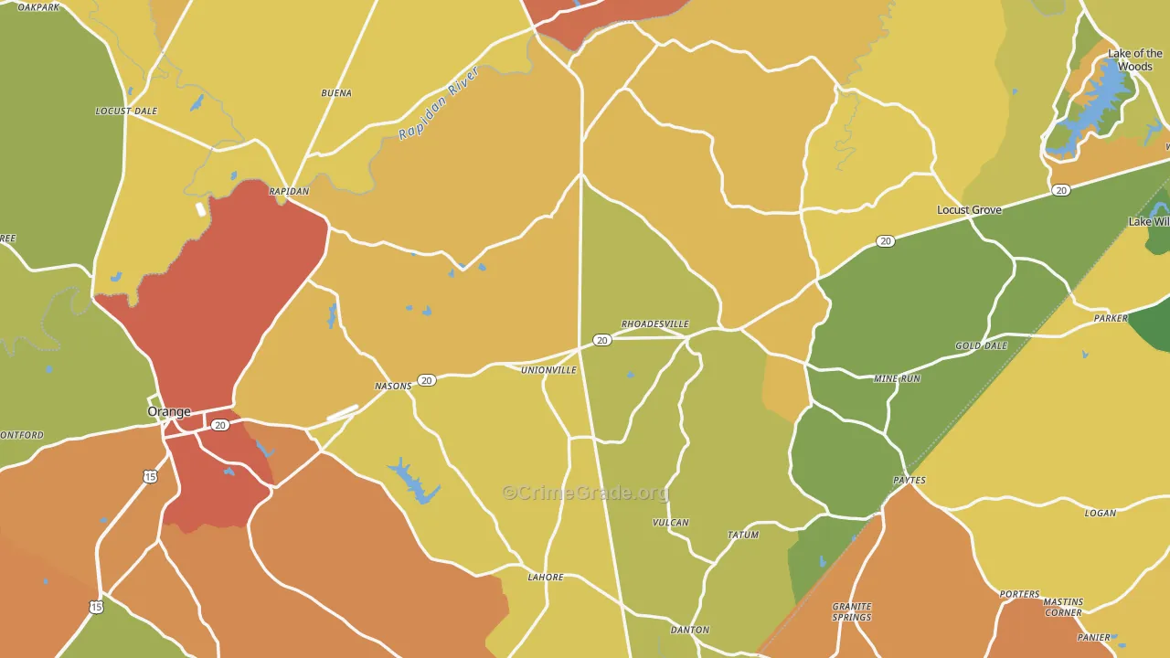 Orange County, VA Map of Burglary Rates