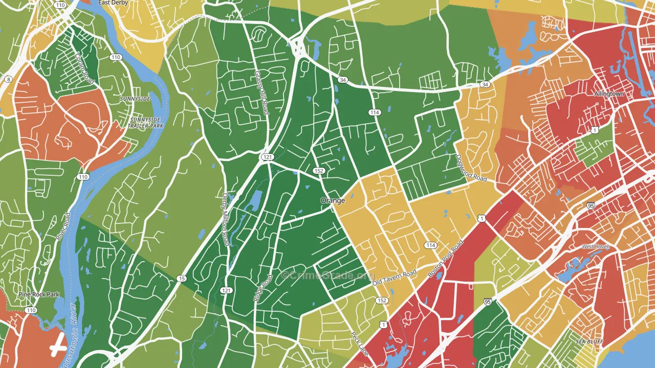 Orange, CT Map of Burglary Rates