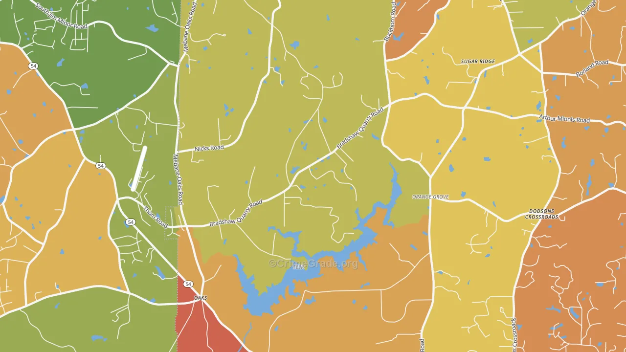 Orange Grove, NC Map of Burglary Rates