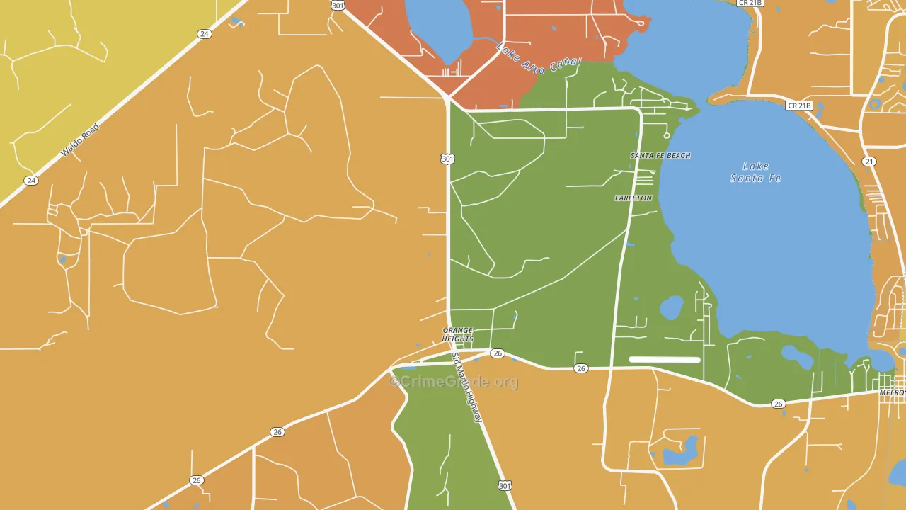 Orange Heights, FL Map of Burglary Rates