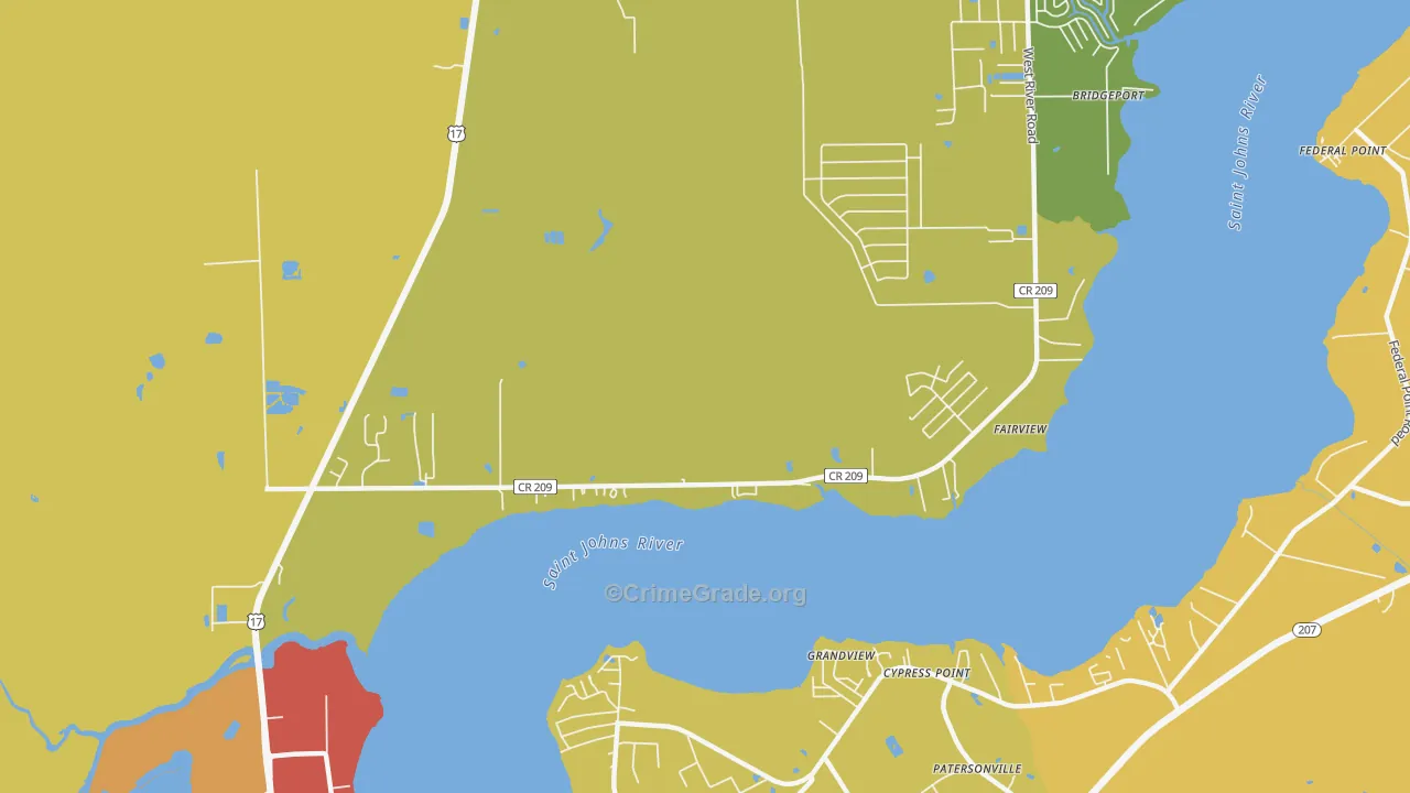 Orange Mills, FL Map of Burglary Rates