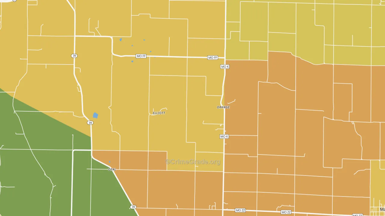 Orange, MO Map of Burglary Rates