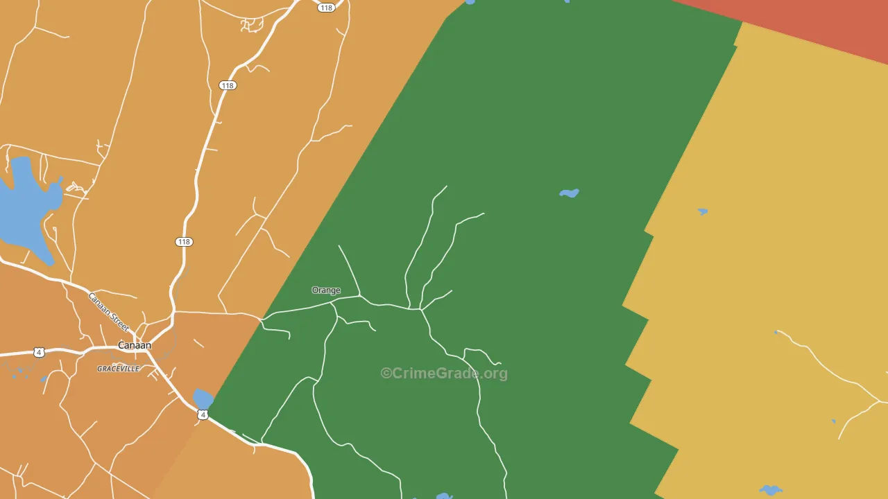 Orange, NH Map of Burglary Rates